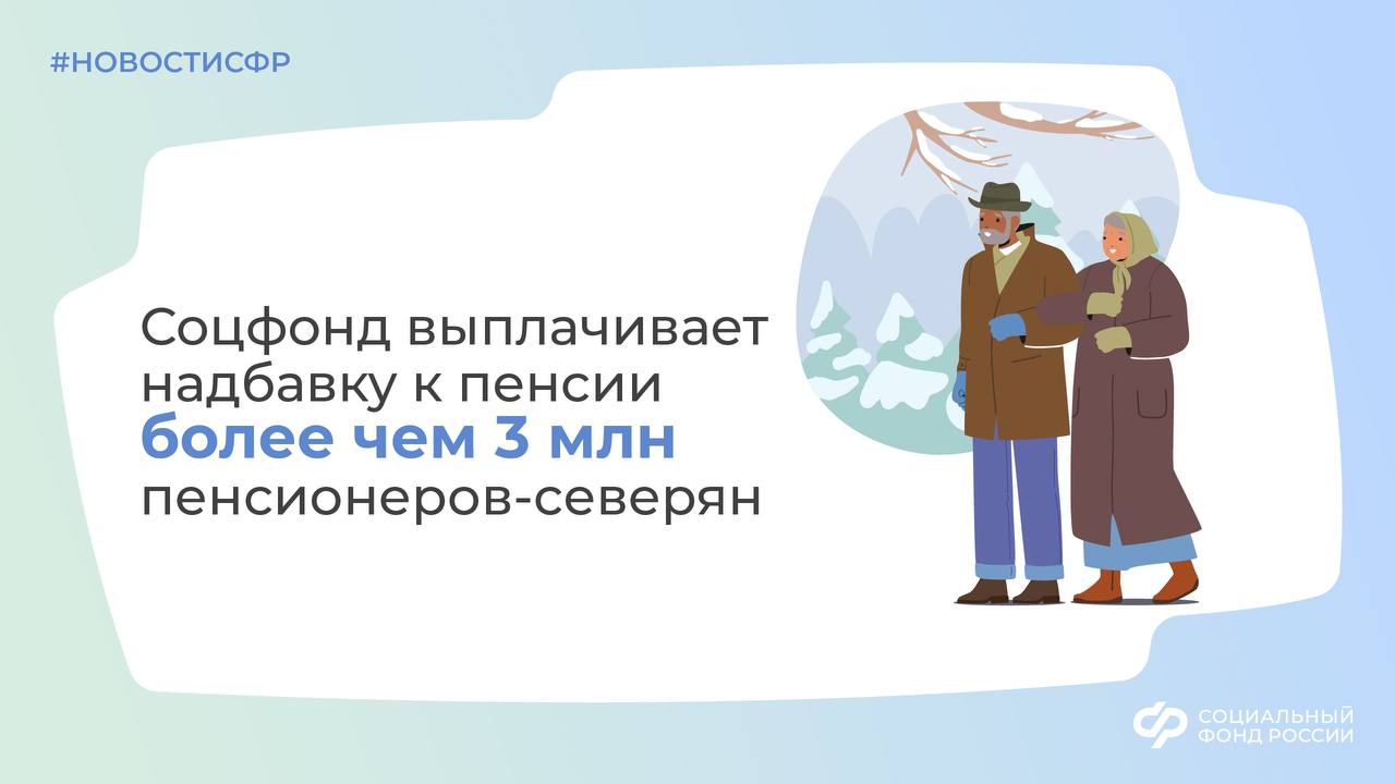 Соцфонд выплачивает надбавку к пенсии более 3 млн пенсионеров-северян |  13.12.2023 | Мензелинск - БезФормата