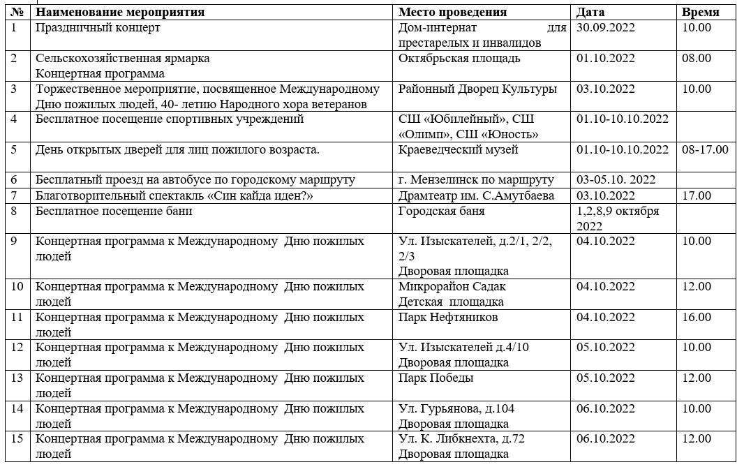 План мероприятий с пожилыми